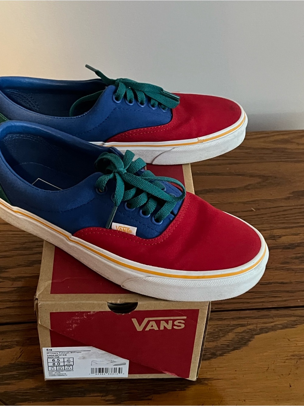 Vans Sneakers Low Canvas Lace-Up Color Block Era Red Green Blue Women’s 8